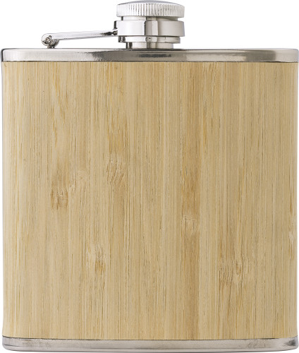 Stainless steel and bamboo hip flask Hayden