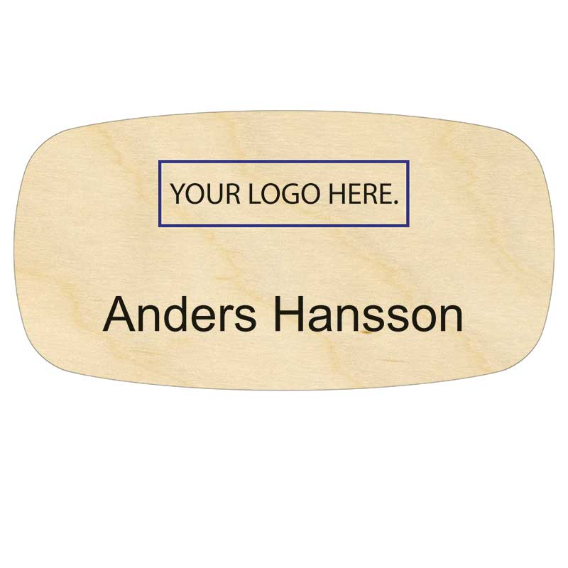 Name badge Timber Semi oval